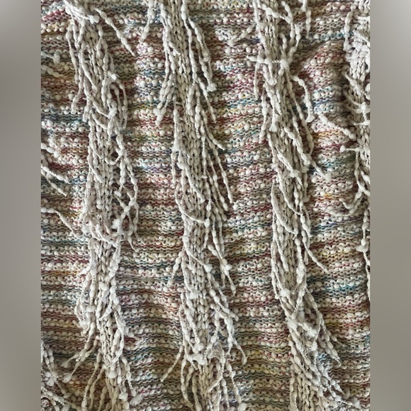 Tribal Fringed Taupe Multicolor Sweater size P/S - Picture 4 of 4